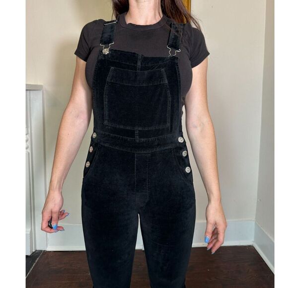 3x1 Black Ruby Velvet Overalls B Size Small - Picture 1 of 13